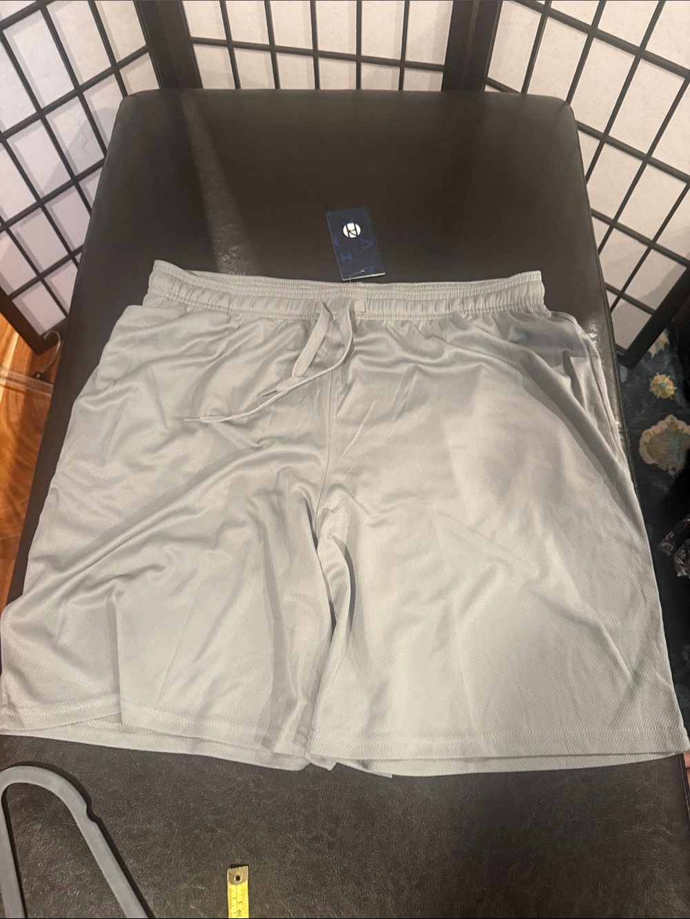 Men's Light Gray Athletic Mesh Shorts with Drawstring Waist